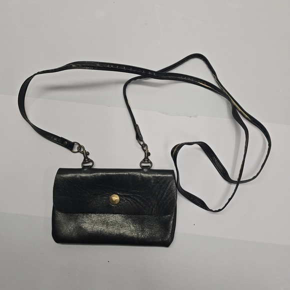 Dea Dia Handbags - Dea Dia Black Leather XSmall Crossbody Bag Wallet‎ Pouch Brass Hardware